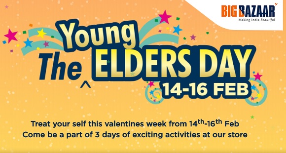 India Desire : Big Bazaar The Young Elders Day Sale : Register & Get Rs 200 Discount Coupon [14th To 16th Feb]